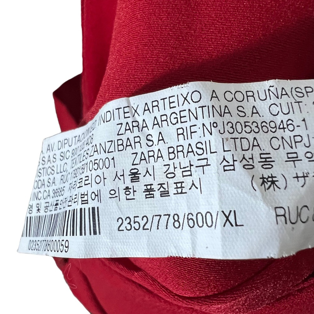 Zara Woman Wide Leg High Waist Solid Crepe Trousers Red Office Chic Size XL - Picture 6 of 7